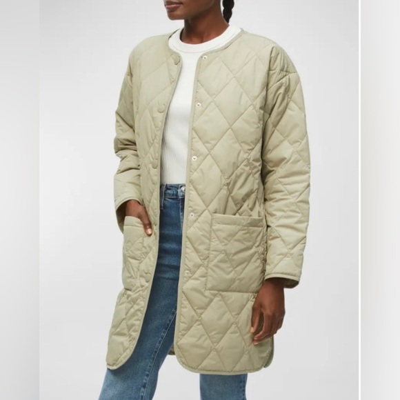 Michael Stars Sonnet Snap-Front Lightweight Quilted Coat Light Olive Size 2X NWT - Picture 4 of 15